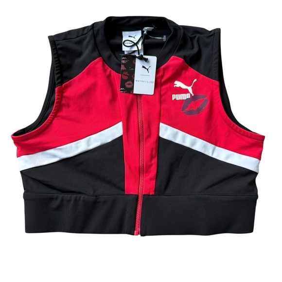 Puma Other - NWT PUMA x Maybelline Women's Black Cropped Zip Tank Top M Athletic Gym Work Out